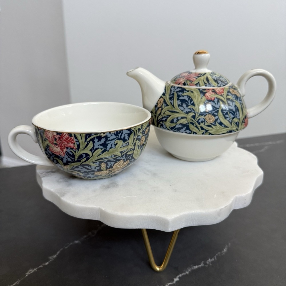 Grace Teaware Porcelain Teapot And Cup Set Floral Gold Trim